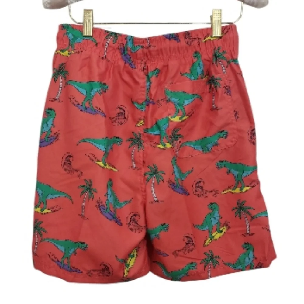 Burnside Boys Size Small Swim Trunks Shorts Coral Dinosaur Surfing Ocean